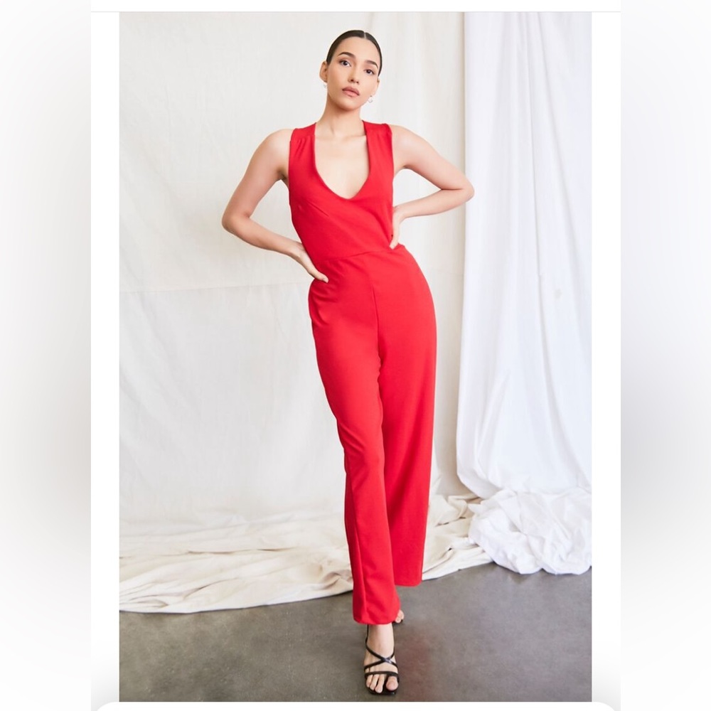 Plunging neck jumpsuit